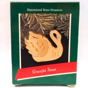 Hallmark Dimensional Brass Christmas Ornament Graceful Swan 1989 Used